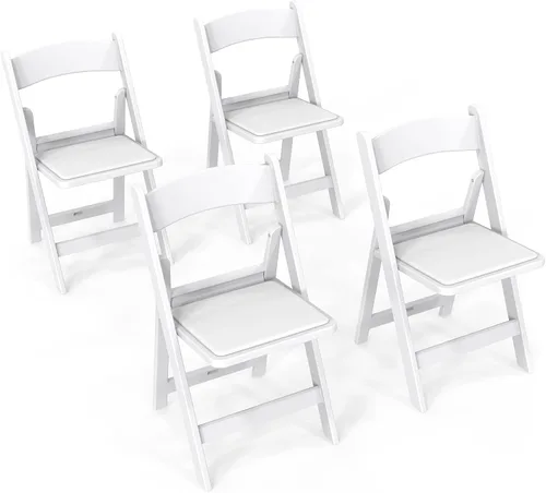Vista 12 de FCH Silla plegable de plástico con asiento acolchado, sillas plegables de resina con cojín suave, cómoda y resistente, adecuada para interiores