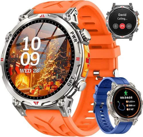 Vista 10 de Relojes inteligentes militares para hombres GPS, pantalla AMOLED de 1.56 pulgadas, llamada Bluetooth, reloj inteligente para teléfonos Android