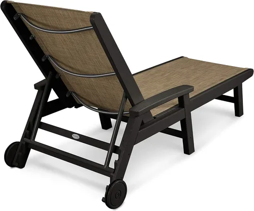 Vista 4 de POLYWOOD® Tumbona costera, negro/honda de arpillera Negro / eslinga de arpillera