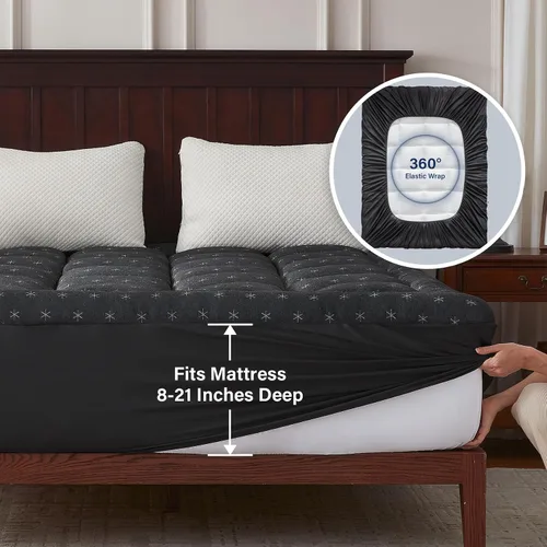 Vista 5 de Anluoer - Cubrecolchón de espuma viscoelástica para cama individual para dolor de espalda, protector de colchón con relleno alternativo tipo
