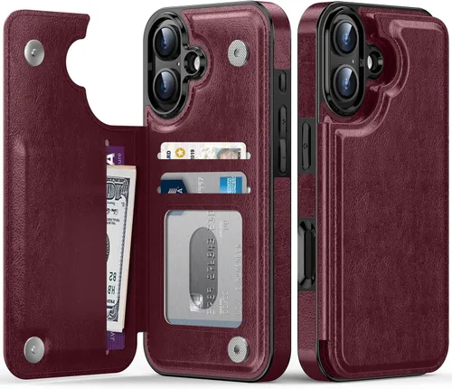 Vista 207 de LETO para iPhone 15 Pro Funda tipo cartera - Tapa tipo folio con patada - Diseños de moda - Tarjetero - Funda protectora para mujeres y niñas - 6.1