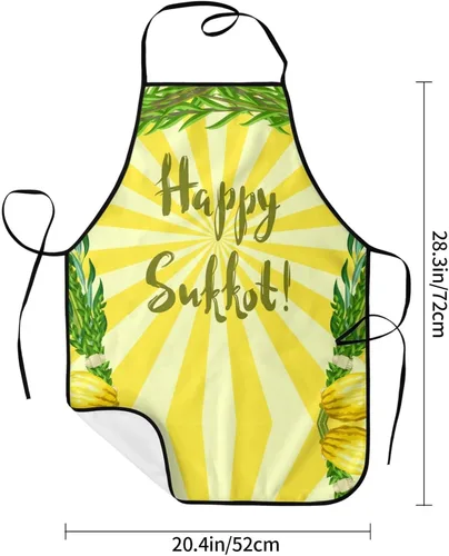 Vista 6 de Delantal de chef judío Happy Sukkot para vacaciones, delantales ajustables para restaurantes y camareros para mujeres, hombres, cocina, restaurante