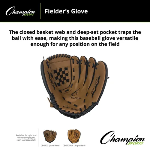 Vista 4 de Champion Sports Guante Fielder de 12 pulgadas, sintetizador delantero/trasero de cuero para un agarre cómodo, tejido de cesta cerrada y diseño