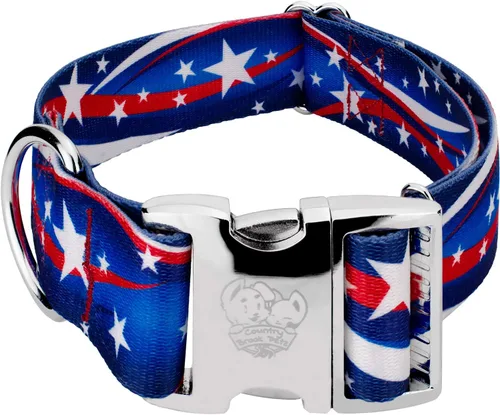 Vista 9 de Country Brook Petz HossFit Jr - Collar ancho de alta calidad para perro, colección Americana con diseños patrióticos (celebración americana, mediano)