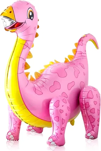 Vista 3 de KatchOn, Combo de globos grandes de dinosaurio rosa, 35 pulgadas, paquete de 3, globos de dinosaurio rosa 3D para fiesta de cumpleaños, globos