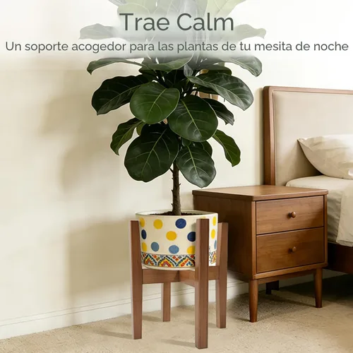 Vista 6 de Soporte de bambú natural para interiores, estante ajustable para plantas de interior que se adapta a macetas de 8 a 12 pulgadas, decoración moderna
