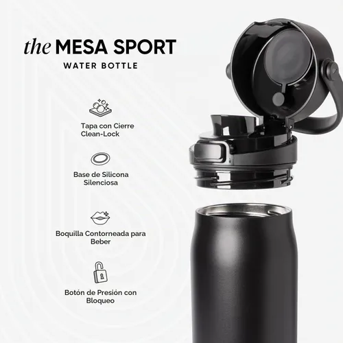 Vista 3 de Simple Modern Mesa Sport Botella de Agua con Tapa de Sorbo Cubierta Botella de Acero Inoxidable Aislada de 24oz Compatible con Portavasos