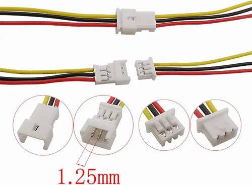 Vista 2 de Micro Jst 1.25 conectores de cable, 20 pares/40 unids 0.049 in 3 pines Jst macho y hembra conector conector con cables kit de cables para luz LED