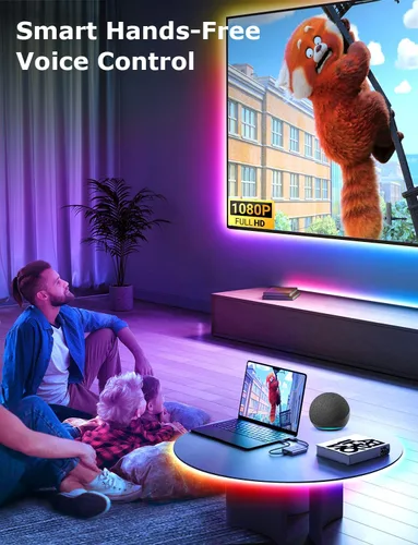 Vista 4 de Tira de luces LED inteligentes RGB de conexión continua, 82 pies para dormitorio, sala de juegos, tira de luces LED Bluetooth con control