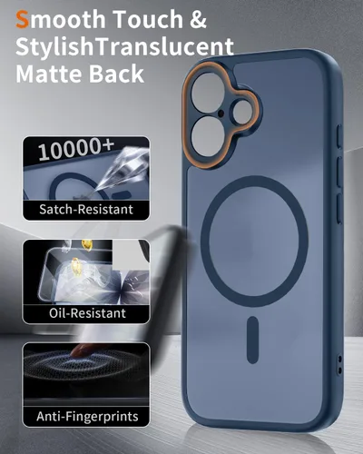 Vista 7 de Funda magnética para iPhone 17 con protector de pantalla, protección completa de la cámara, compatible con MagSafe, delgada, translúcida, mate, a