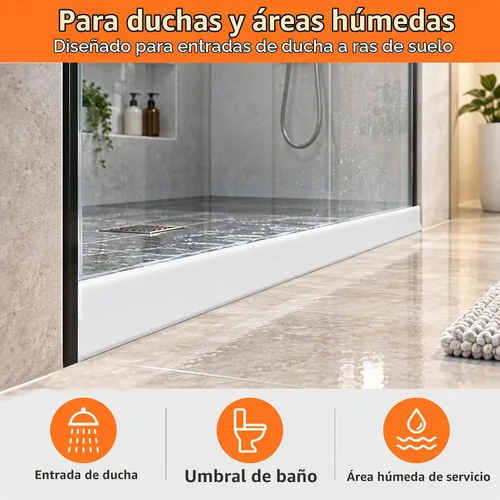 Vista 3 de Barrera de Agua para Umbral de Ducha de 3.8 Pulgadas de Alto, Plegable de 70 Pulgadas, Protector contra Salpicaduras de Agua de Ducha, Bloqueador