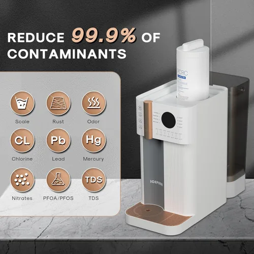 Vista 2 de ICEPURE Sistema de filtración de agua de ósmosis inversa de mostrador Certificado NSF/ANSI 58, Filtro compuesto de 4 etapas, proporción pura a