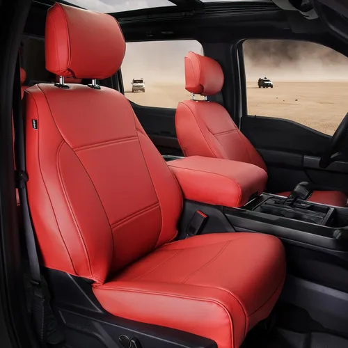 Vista 10 de CoverCenter® Fundas de asiento para Ford F150 2025 2024 2023 2022 2021 2020 2019 2018-2015, Juego completo de fundas de asiento de fibra de carbono