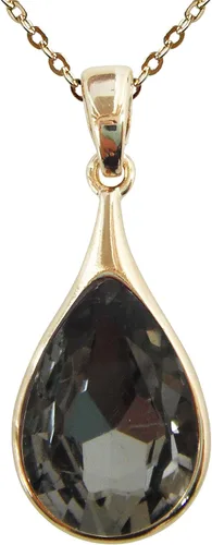 Vista 16 de Navachi Collar con colgante de circón en forma de pera con gota de agua chapada en oro de 18 quilates 16 "+2" Negro