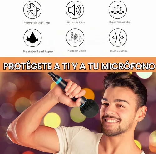 Vista 4 de 200 fundas desechables para micrófono, no tejidas con banda elástica de mano, funda protectora para parabrisas de micrófono para KTV, karaoke