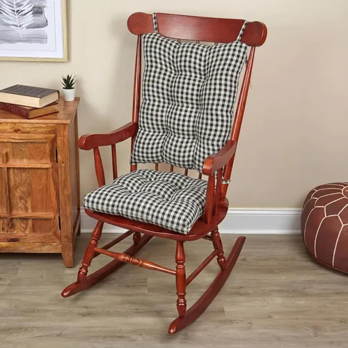 Vista 28 de Klear Vu The Gripper - Juego de cojines antideslizantes para silla mecedora con acolchado grueso, incluye almohadilla de asiento y almohada