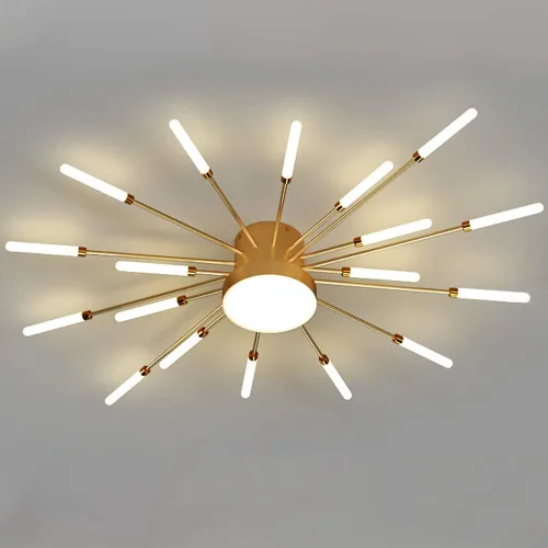 Vista 19 de Lámpara de techo LED regulable de 32 pulgadas, 12 luces de techo, lámpara de techo empotrada, iluminación de interior dorada para sala de estar, 12
