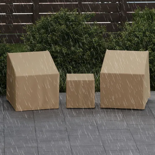Vista 3 de Tangkula Juego de 3 fundas para muebles de patio, fundas impermeables para conversación al aire libre para 3 piezas, juego de funda de sofá