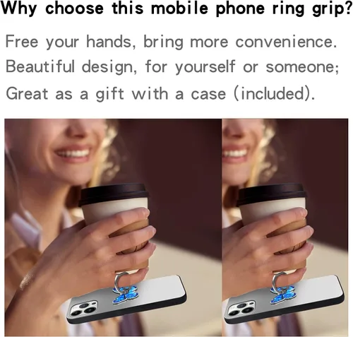 Vista 2 de Soporte de anillo de metal brillante para teléfono celular, rotación de 360°, soporte universal compatible con todos los teléfonos inteligentes