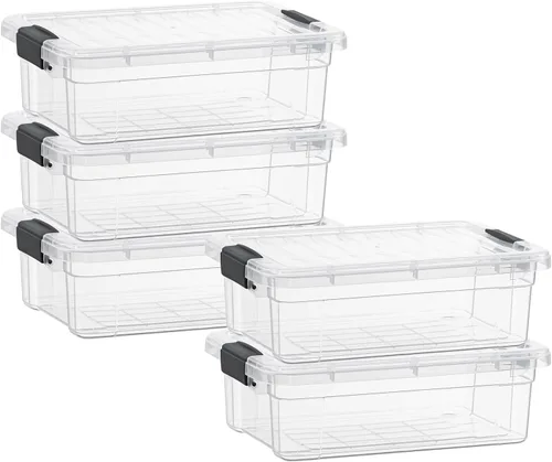 Vista 11 de Superio Contenedor de plástico transparente de 7.4 cuartos con tapa, no tóxico, sin BPA, sin olor, caja de almacenamiento organizadora, recipiente