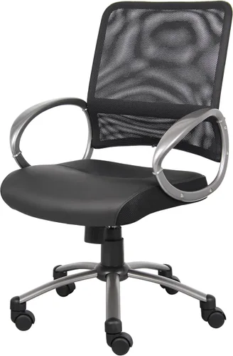 Vista 5 de Boss Office Products Silla de trabajo con respaldo de malla con acabado de peltre en negro