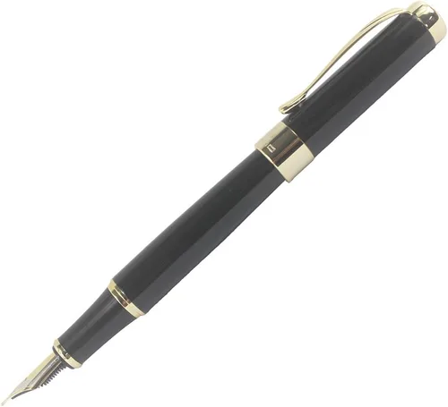 Vista 3 de Gullor Jinhao 18KGP - Pluma estilográfica de punta media con convertidor de tinta, color negro