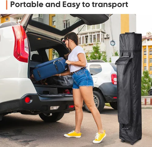 Vista 6 de Instahibit Bolsa enrollable universal con asas para toldo desplegable de 10 x 10 pulgadas, bolsa de transporte resistente para ruedas, 1680D