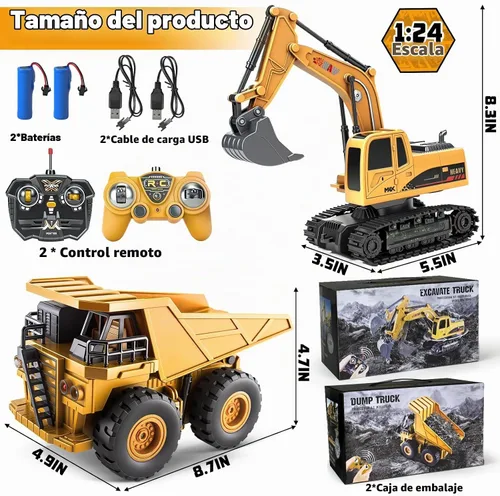Vista 2 de Paquete de 2 vehículos de construcción Rc, excavadora de control remoto