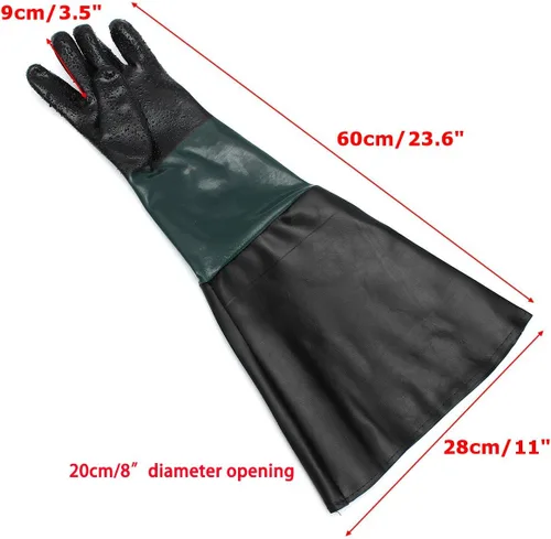 Vista 2 de Guantes de goma para gabinete de chorro de arena de 23.6 pulgadas, guantes de chorro de arena para gabinete abrasivo de chorro de arena