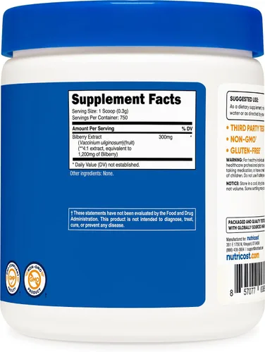 Vista 4 de Nutricost Arándano en polvo 8.82 oz - Sin gluten y sin OMG