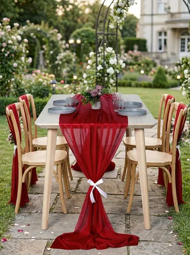 Vista 4 de MDS - Paquete de 2 caminos de mesa de gasa de 10 pies de 29 x 120 pulgadas, camino de mesa traslúcido romántico rústico para decoración de bodas
