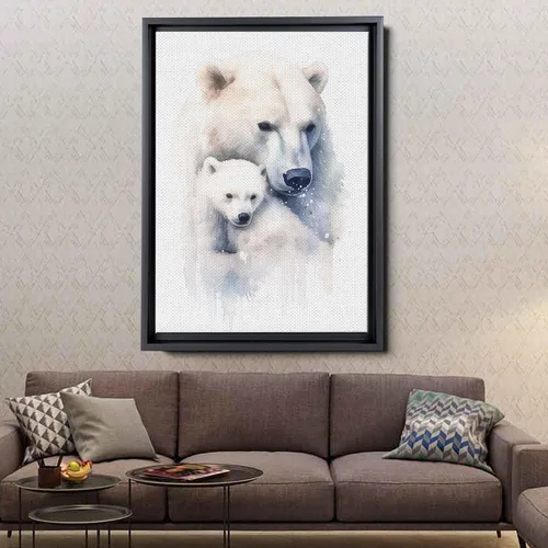 Vista 4 de Fox Mother Cub Print, In The Style Of Stencil-Based, Ivory, Kids Wall Art, Kids Wall Art Display, Mom And Baby Animal Art Print