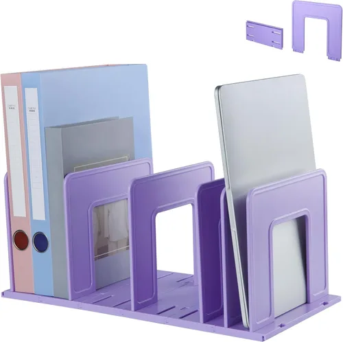 Vista 21 de Clasificador de Archivos Vertical Ajustable de Plástico Resistente Expandible Soporte de Archivos Vertical, Organizador de Carpetas de Escritorio