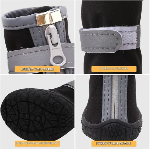 Vista 3 de Zapatos para perros pequeños, botas para cachorros y protector de patas para días de nieve invernal, pavimento caliente de verano, impermeables