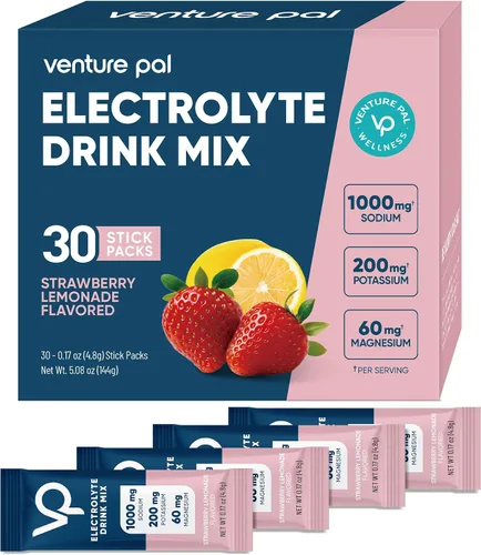 Vista 15 de Venture Pal Paquete de electrolitos en polvo sin azúcar con alto contenido de sodio, paquetes de hidratación cero calorías con vitamina, sodio