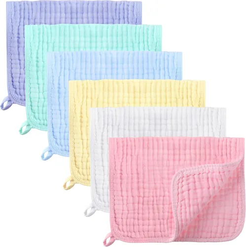 Vista 10 de Irenare - Paquete de 6 paños de muselina para eructos, trapos de algodón para bebé, varios colores Colores surtidos