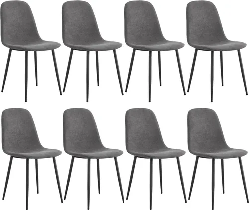 Vista 5 de gopop Juego de 4 sillas de comedor, modernas sillas de comedor de cocina, sillas laterales tapizadas para comedor en piel sintética, respaldos