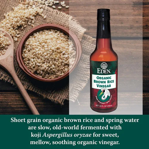 Vista 3 de Eden Vinagre de arroz integral orgánico, vidrio ámbar de 10 fl oz, importado