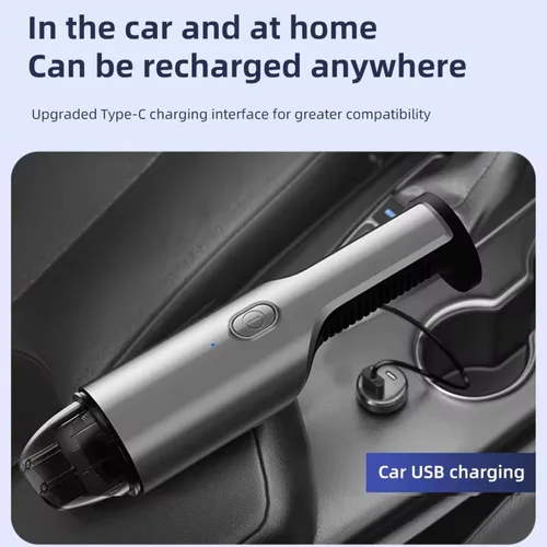 Vista 7 de Aspiradora portátil para automóvil, aspiradora de mano portátil para limpieza interior del automóvil, uso húmedo y seco, recargable por USB