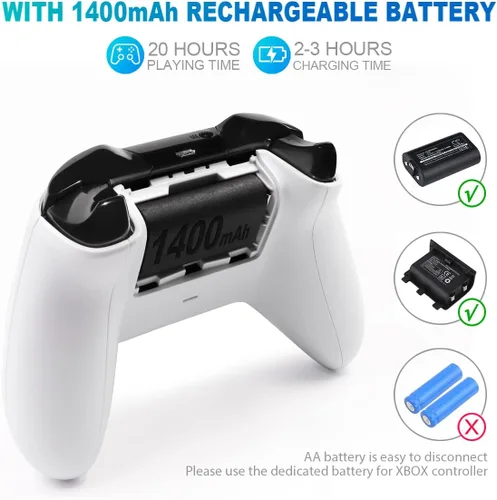 Vista 2 de Control Xbox inalámbrico control Xbox One inalámbrico con batería recargable de 1400 mAh cable micro USB conector de auriculares estéreo de 0138in