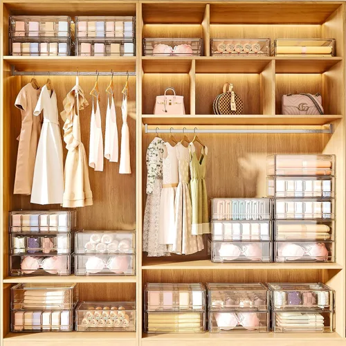 Vista 3 de Organizador de Cajones de Ropa Interior, Organizador de Almacenamiento de Brasieres de Plástico para Closet, Organizador de Estante de Brasieres