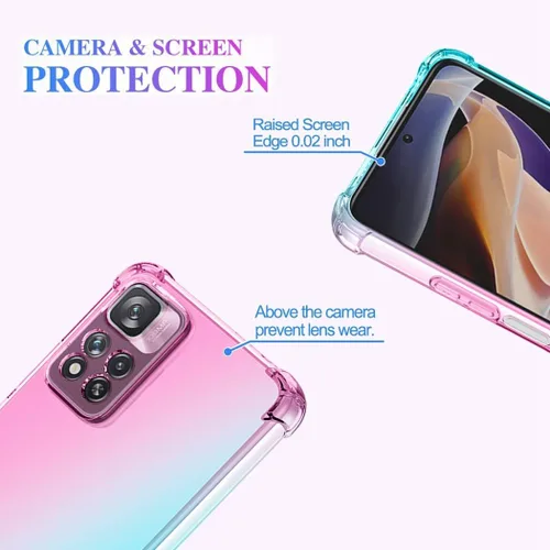 Vista 3 de Funda para Redmi Note 11 Pro 5G/Redmi Note 11E Pro, funda transparente para teléfono con degradado, delgada, antiarañazos, flexible, funda