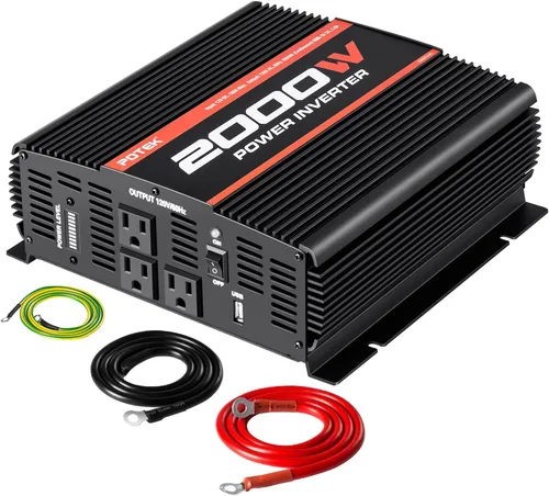 Vista 9 de POTEK - Inversor de corriente de 500W, Inversor de coche, DC 12V a AC 110V, puerto de carga de AC dual y puertos USB de 2Amp para computadora