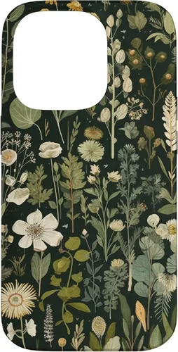 Vista 17 de Olive Green Boho Botanical Wildflowers Funda para iPhone 17