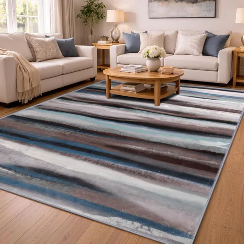 Vista 171 de Alfombra abstracta de 3 x 5 para sala de estar, dormitorio, entrada, color azul