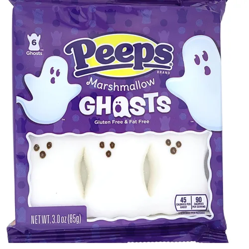 Vista 5 de Caramelos de malvavisco de Halloween, malvaviscos con forma de fantasma blanco, adornos para cupcakes y postres, paquete de 6, 3 onzas