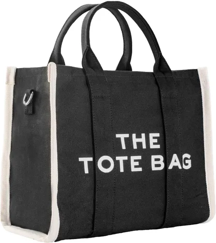 Vista 7 de The Tote Bag for Women, CanvasLeather Tote Bag with Zipper Sturdy Tote Purse Crossbody Hand Bag for School, Travel