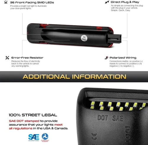 Vista 5 de [Lente roja completa] Para Silverado Sierra C/K Pickup Suburban Yukon Tahoe 1500 2500 3500 Avalanche Cadillac Escalade SMD LED Luces de panel