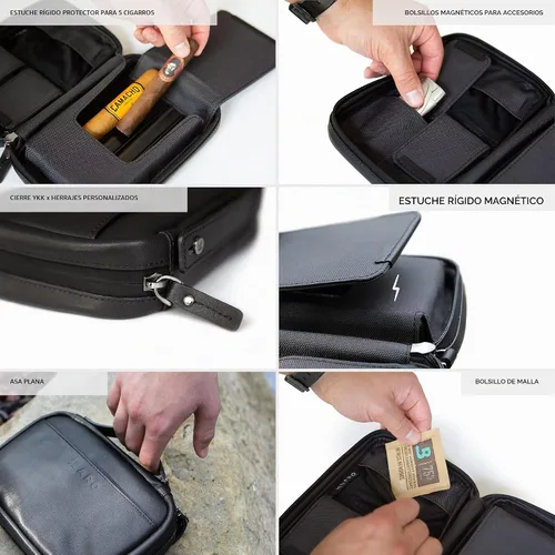 Vista 4 de CASE ELEGANCE Klaro - Funda de viaje para 5 puros, protección rígida Negro