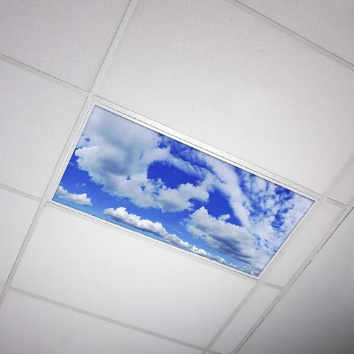Vista 24 de Cubierta de luz fluorescente para luces de techo de aula, nubes rosadas, inserto de película retroiluminada de alta calidad 2 x 4